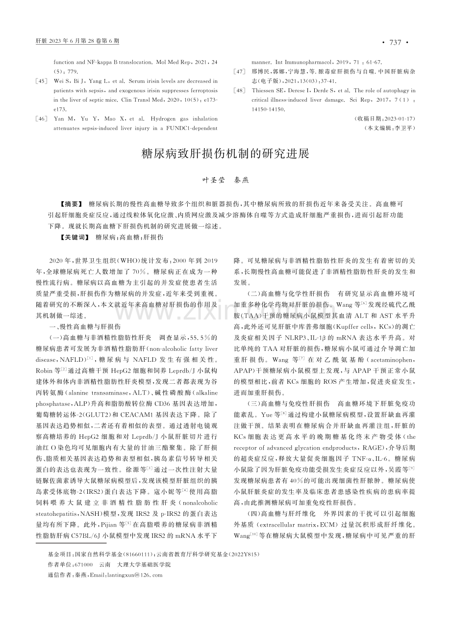 糖尿病致肝损伤机制的研究进展.pdf_第1页