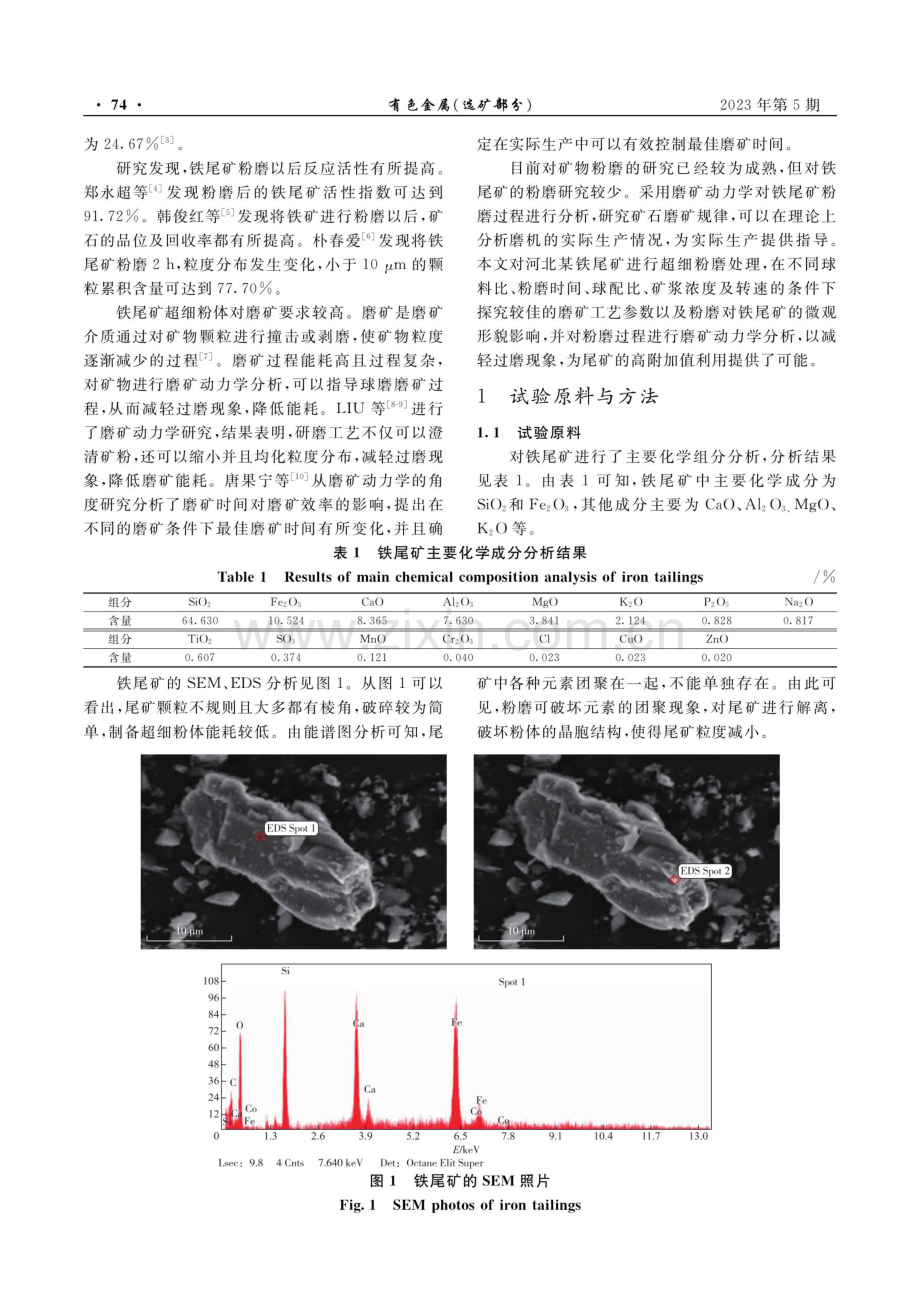 铁尾矿超细粉体的制备及磨矿动力学试验研究.pdf_第2页