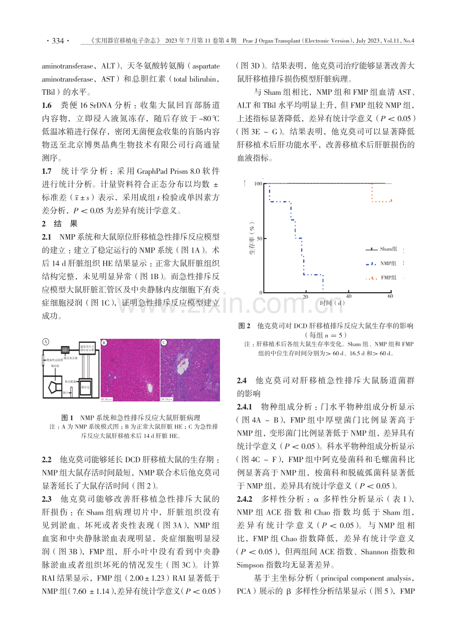 他克莫司对肝移植急性排斥反应大鼠肠道菌群的影响.pdf_第3页