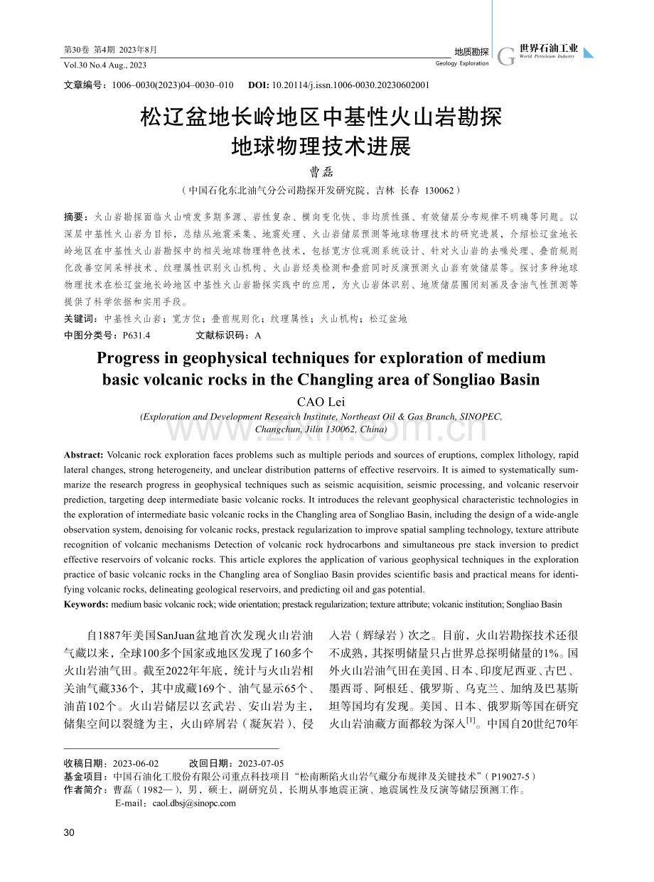 松辽盆地长岭地区中基性火山岩勘探地球物理技术进展.pdf_第1页