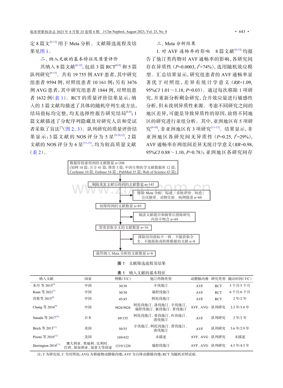 他汀类药物对动静脉内瘘通畅率影响的Meta分析.pdf_第3页