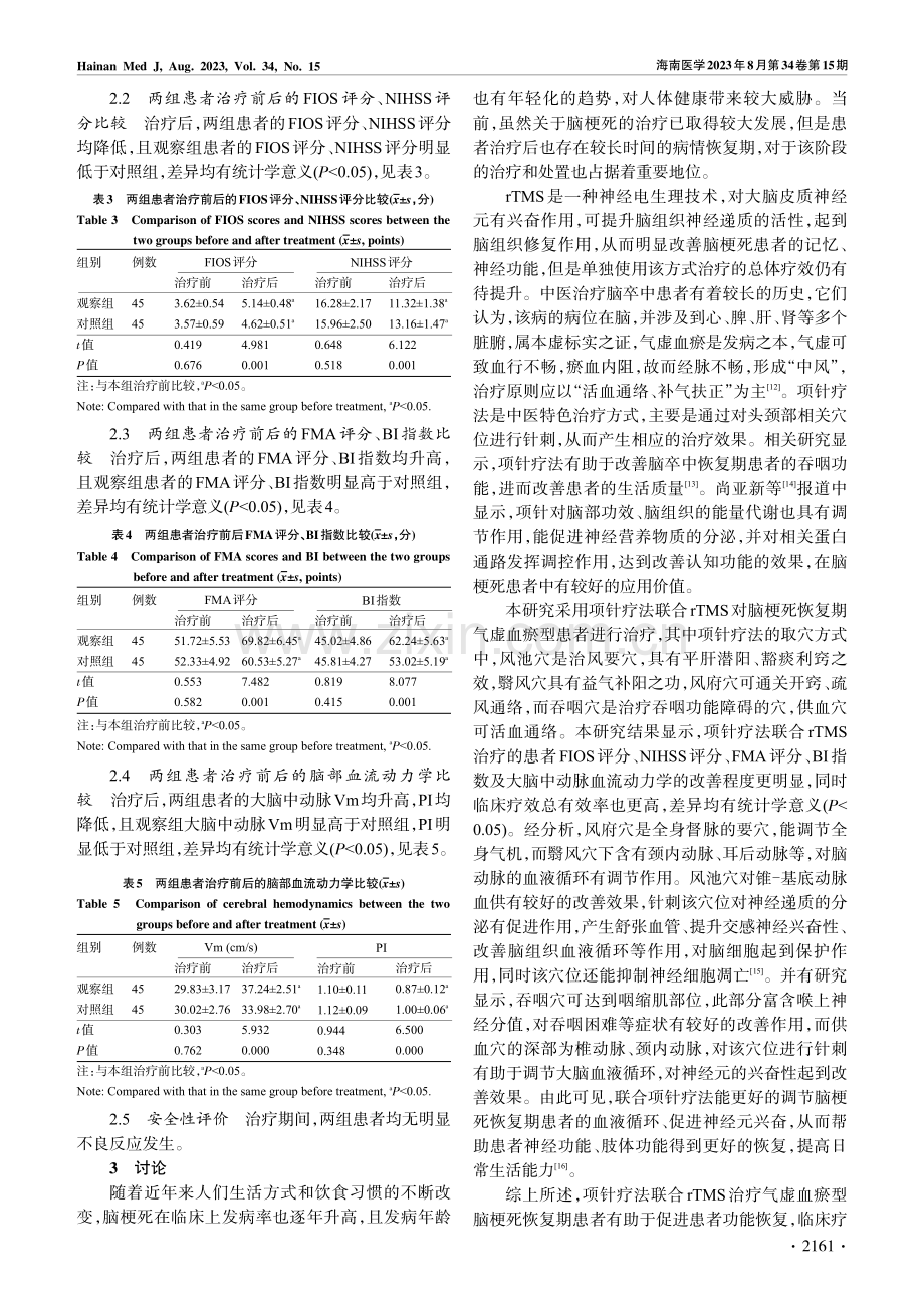 项针疗法联合rTMS治疗气虚血瘀型脑梗死恢复期患者的临床研究.pdf_第3页