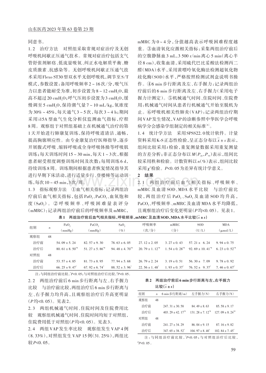 无创呼吸机间歇正压通气技术联合早期肺康复训练在COPD合并呼吸衰竭治疗中的应用.pdf_第2页