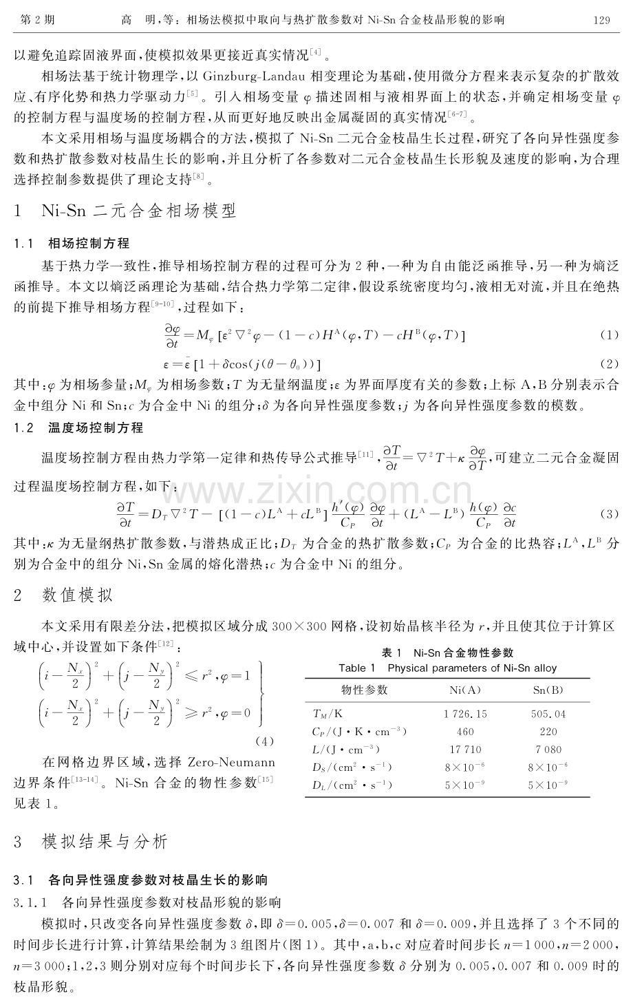 相场法模拟中取向与热扩散参数对Ni-Sn合金枝晶形貌的影响.pdf_第2页