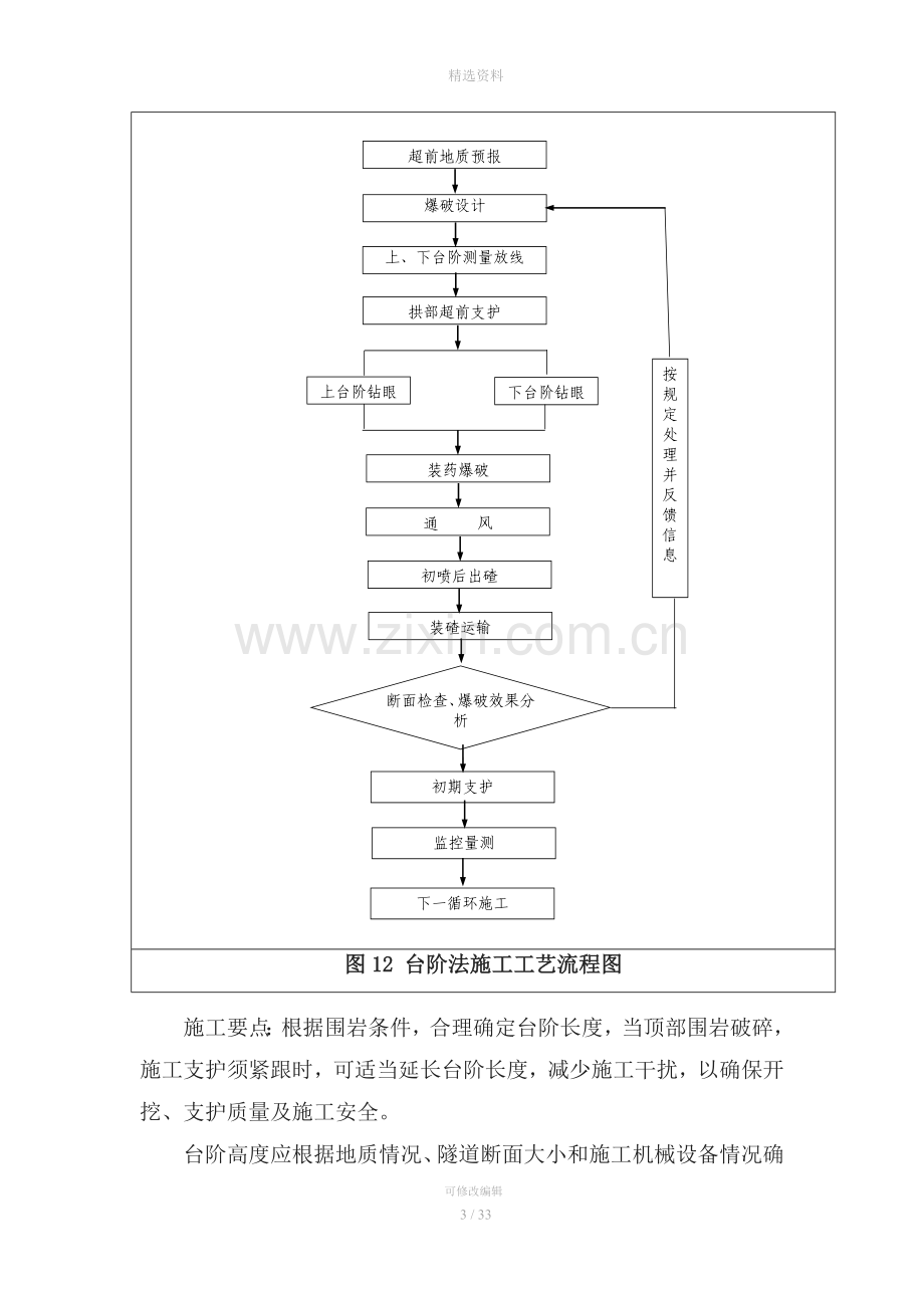 隧道开挖施工方案(台阶法、预留核心土法与钻爆法结合).doc_第3页