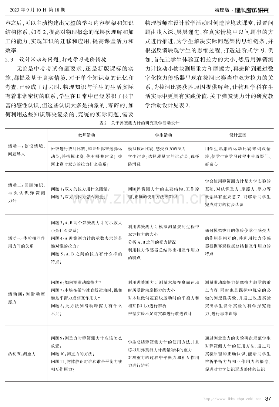 物理核心素养下的大单元复习课教学设计——以“关于弹簧测力计的研究”为例.pdf_第3页