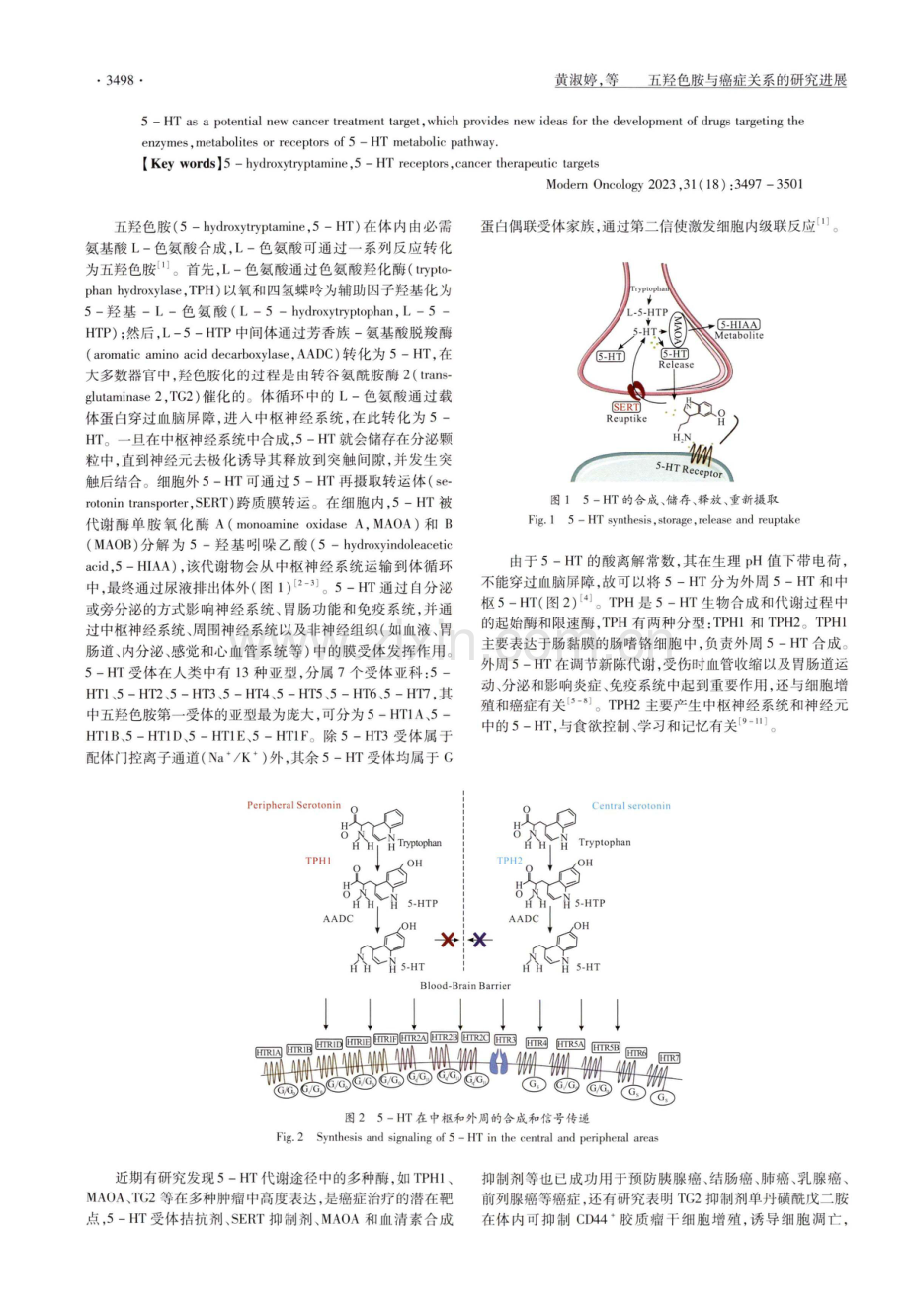 五羟色胺与癌症关系的研究进展.pdf_第2页