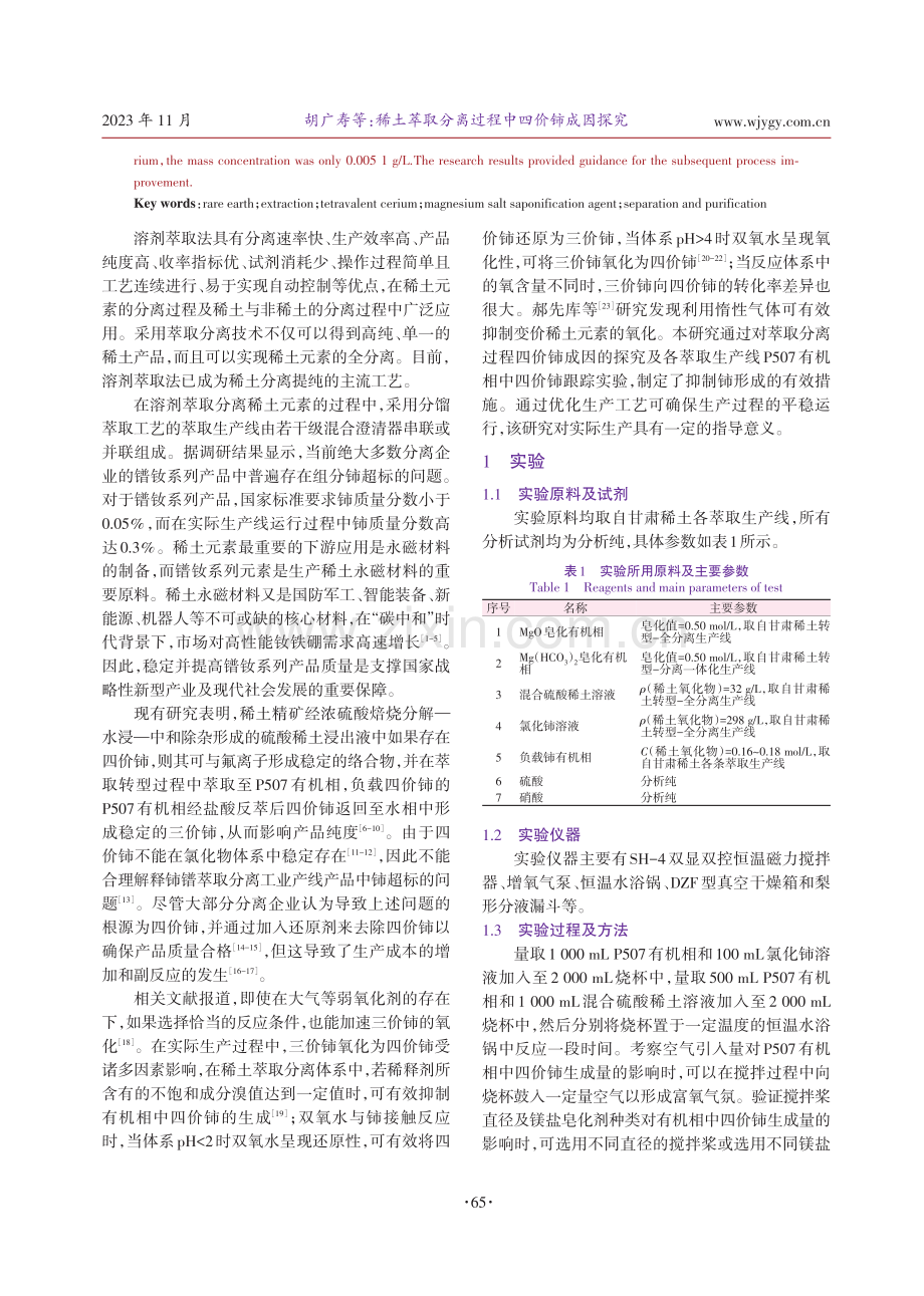 稀土萃取分离过程中四价铈成因探究.pdf_第2页