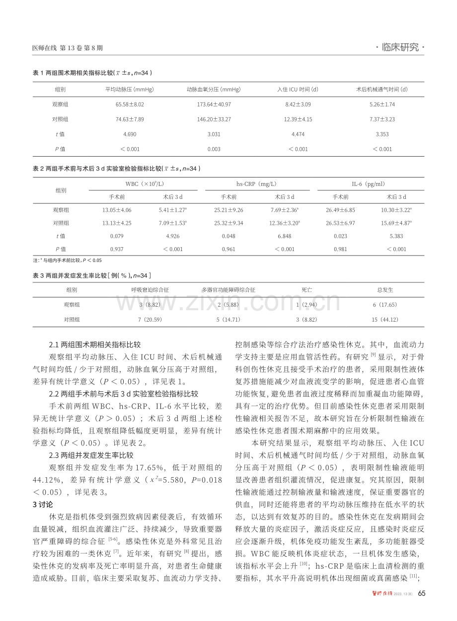 限制性输液在感染性休克患者围术期麻醉中的应用效果评价.pdf_第2页