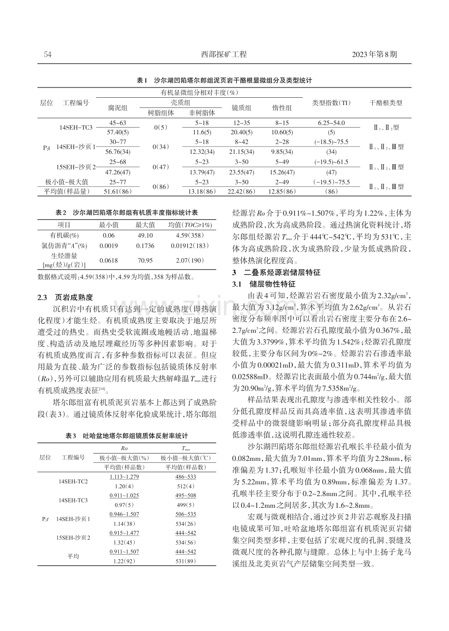 吐哈盆地沙尔湖凹陷二叠系烃源岩储层特征.pdf_第3页