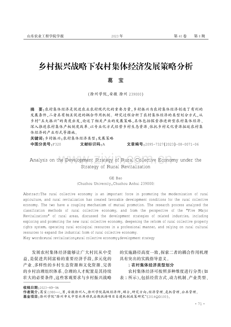 乡村振兴战略下农村集体经济发展策略分析.pdf_第1页