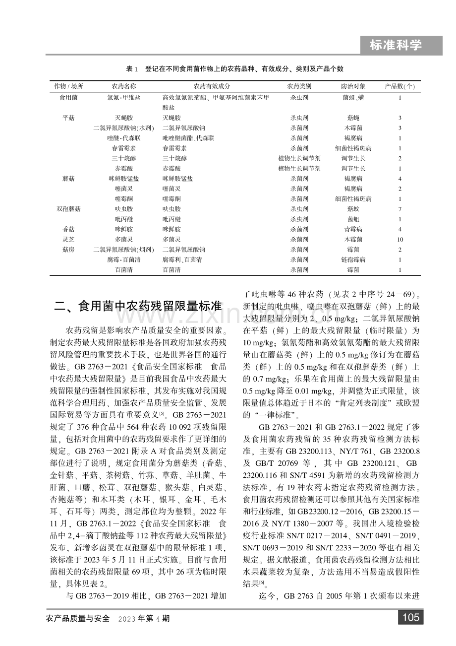 我国食用菌用农药登记情况及残留限量标准现状分析.pdf_第2页