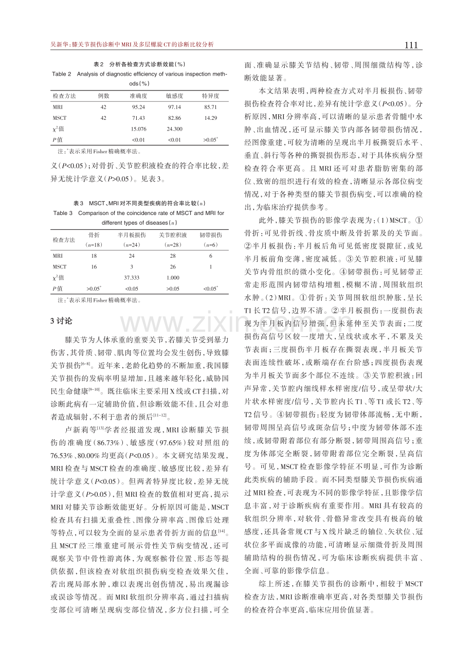 膝关节损伤诊断中MRI及多层螺旋CT的诊断比较分析.pdf_第3页