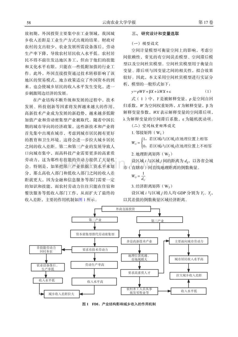 外商直接投资、产业结构与城乡收入不平等——基于长江经济带11省（市）的空间杜宾模型分析.pdf_第3页