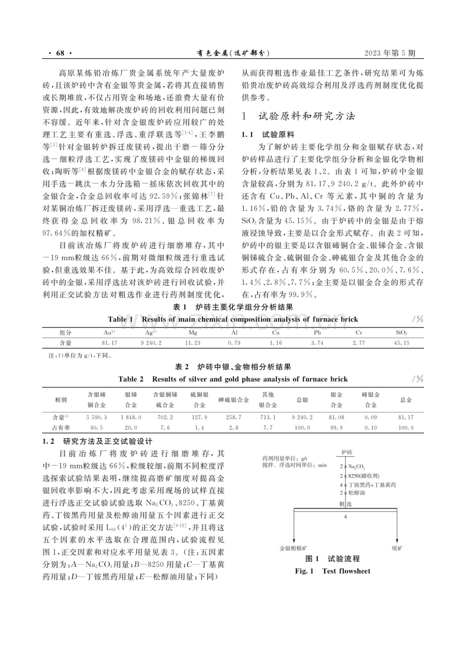 微细粒级炼铅贵冶废炉砖中金银综合回收试验研究.pdf_第2页