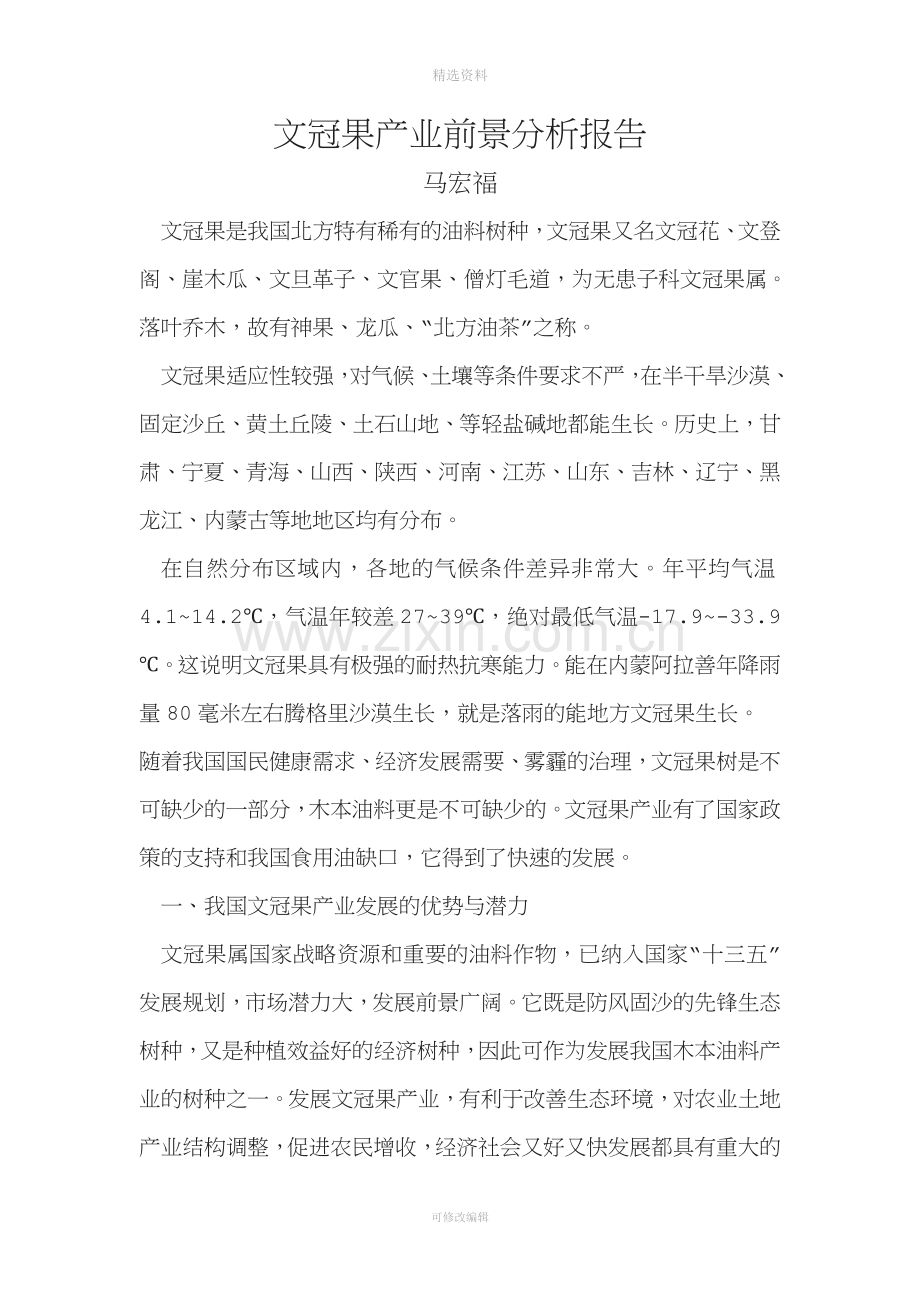 文冠果产业前景分析报告.doc_第1页