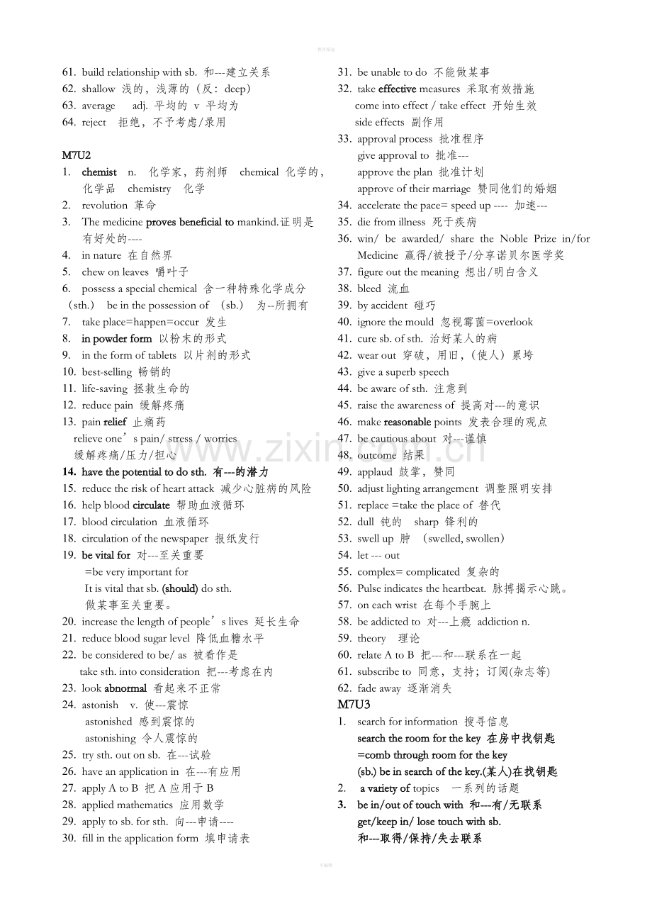 牛津高中英语模块七词组整理.doc_第2页