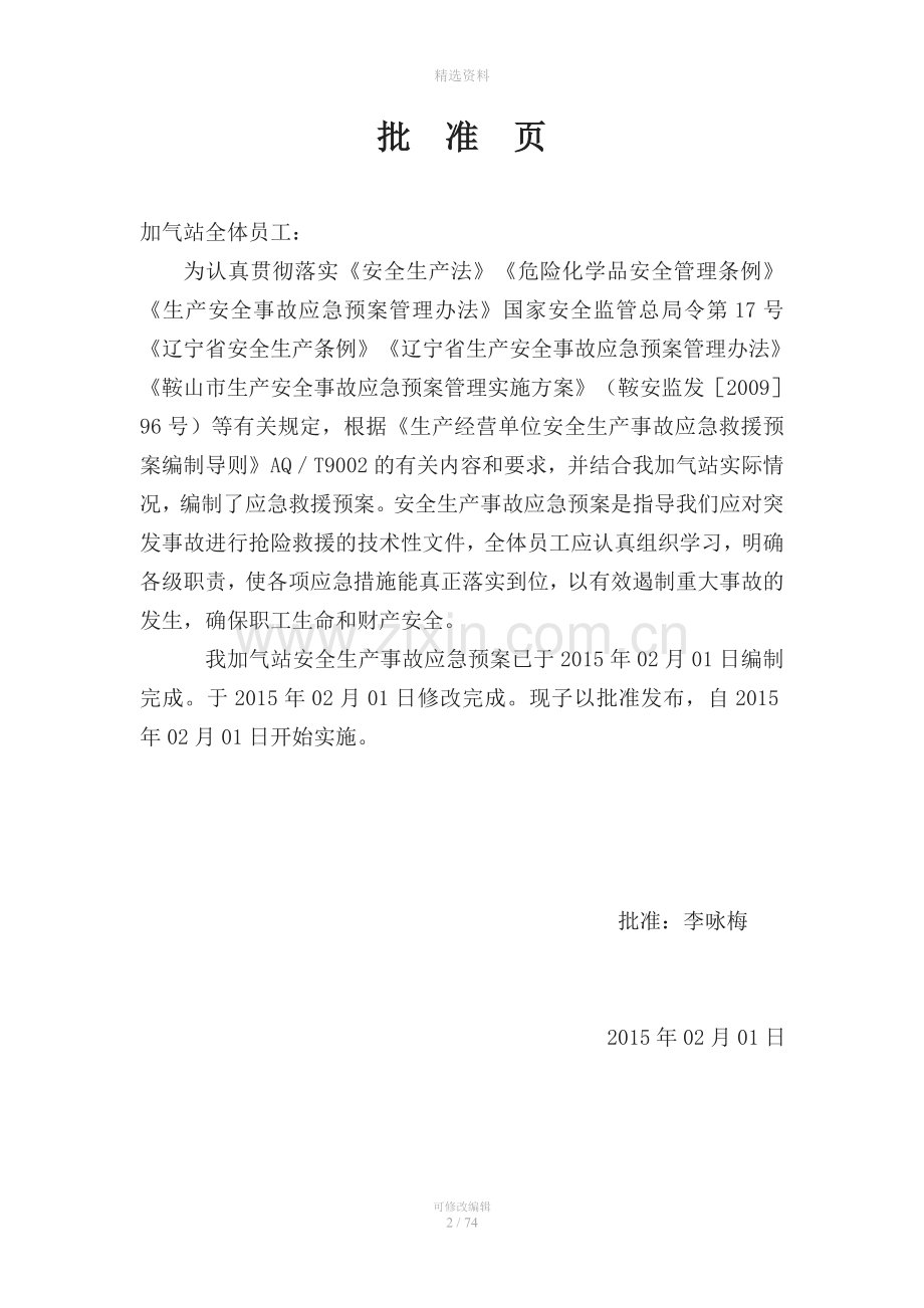 安全生产事故综合应急预案-公司(加气站).doc_第2页