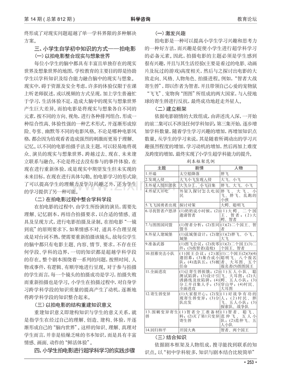 小学生自学初中知识的探索与实践——拍电影的超学科学习.pdf_第2页