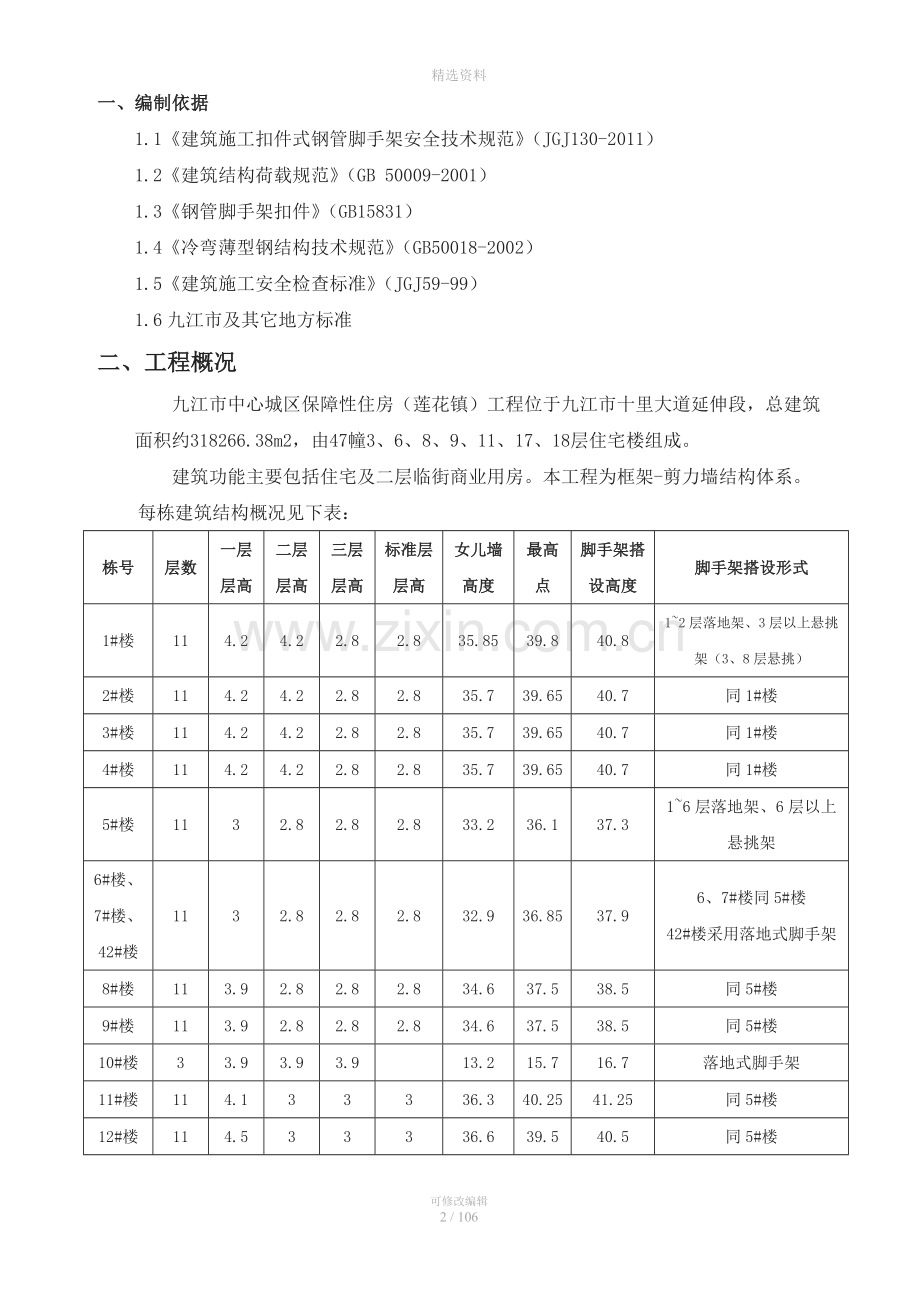 江市中心城区保障性住房(莲花镇)项目外墙脚手架搭拆专项施工方案.doc_第2页