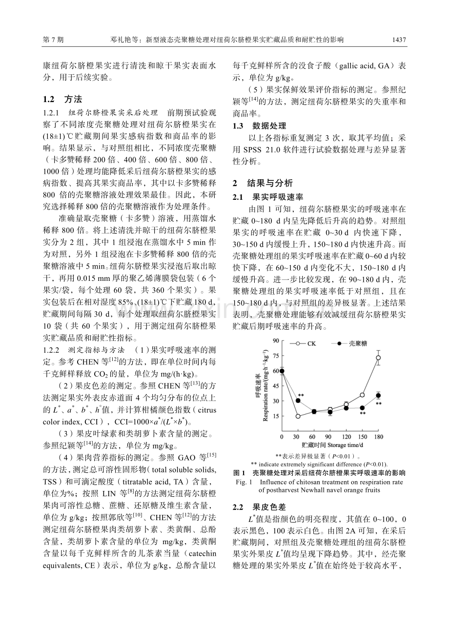 新型液态壳聚糖处理对纽荷尔脐橙果实贮藏品质和耐贮性的影响.pdf_第3页