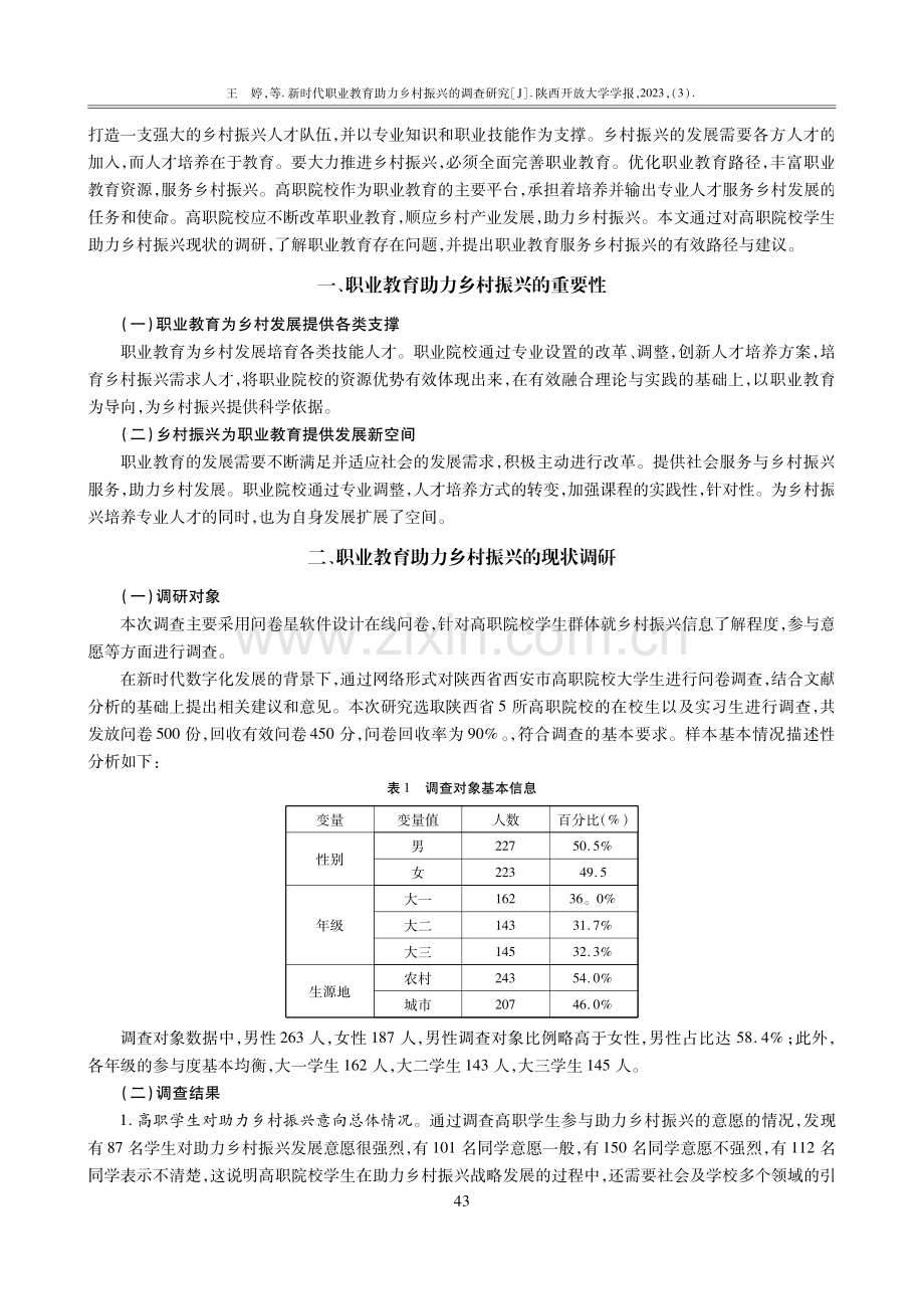 新时代职业教育助力乡村振兴的调查研究——以陕西省高职院校为例.pdf_第2页