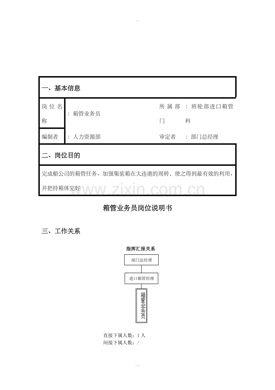 箱管业务员岗位说明书.doc_第1页