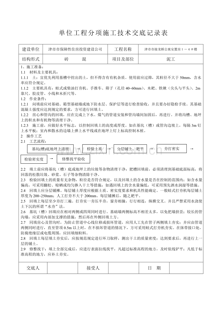 单位工程分项施工技术交底记录表.doc_第2页