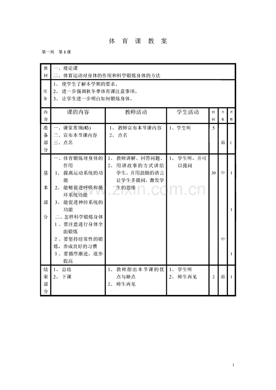 小学六年级上册体育教案.pdf_第1页