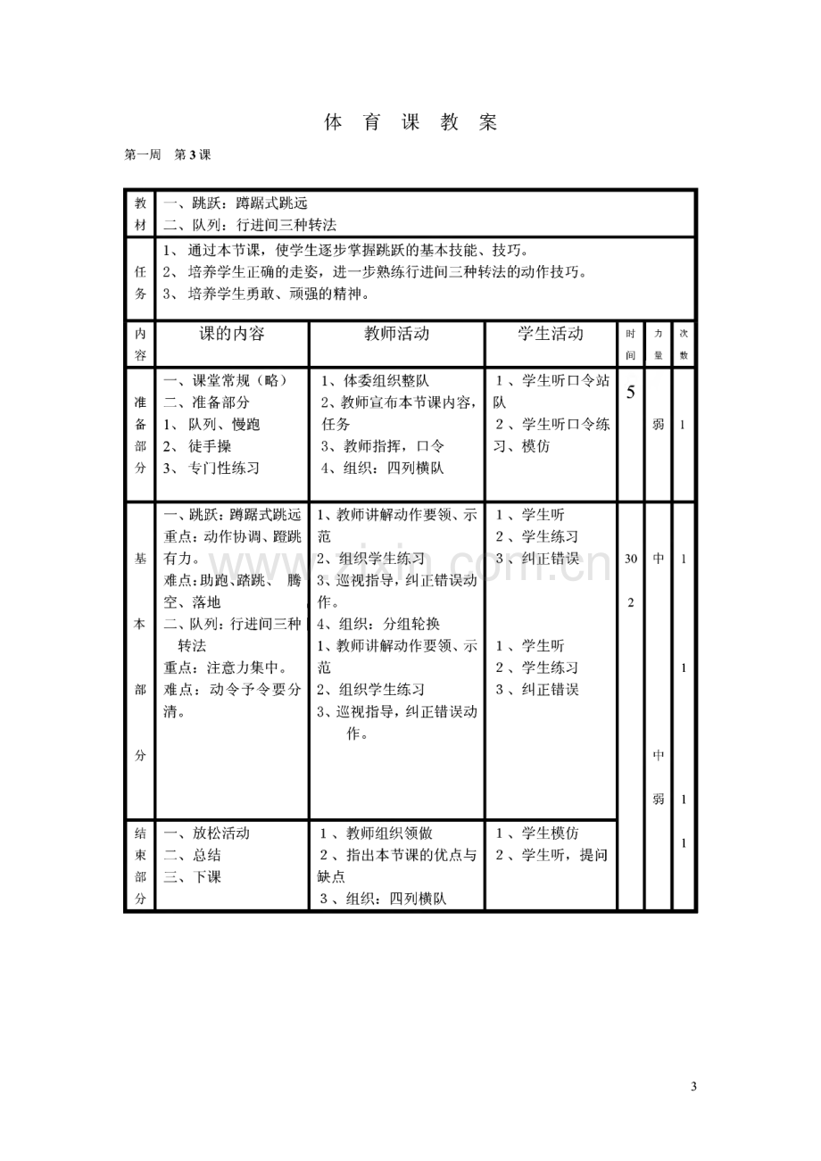 小学六年级上册体育教案.pdf_第3页