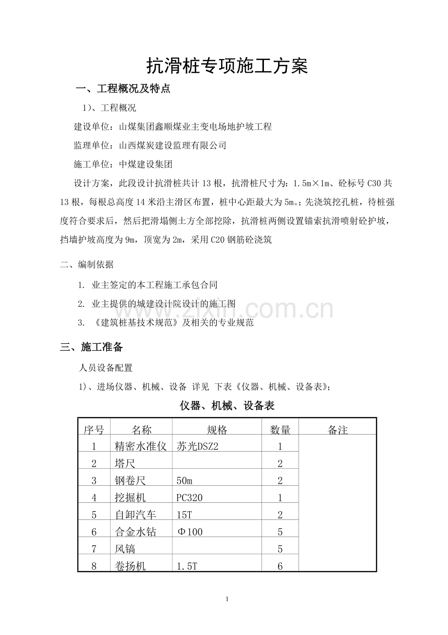 变电所-抗滑桩专项施工技术方案.doc_第1页