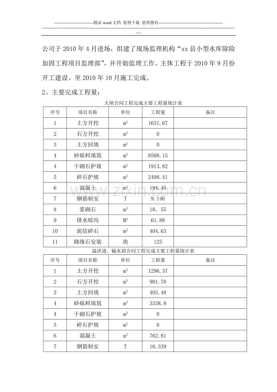 xx县xx水库竣工验收监理档案审核报告.doc_第3页