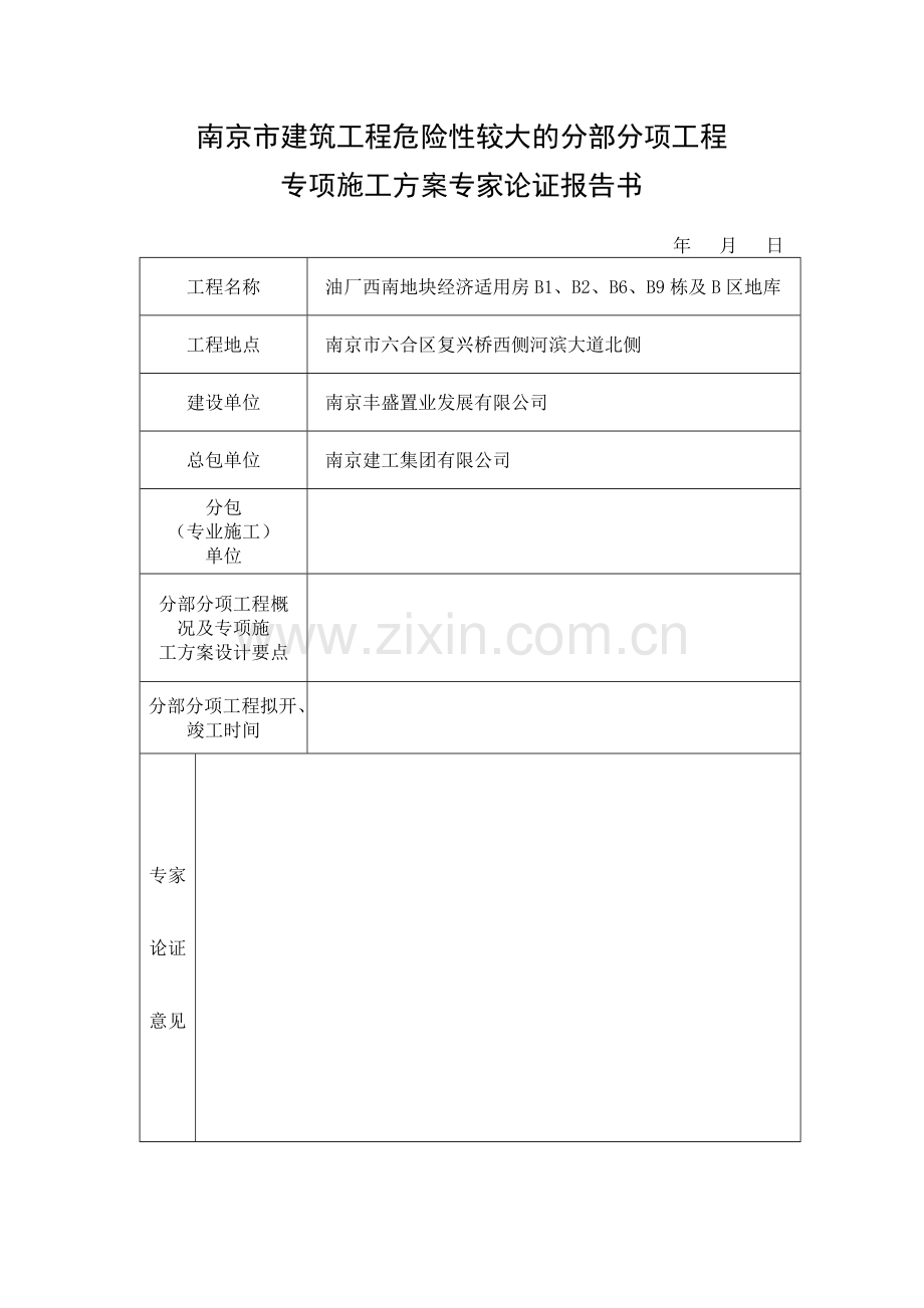 南京市建筑工程危险性较大的分部分项工程专项施工方案专家论证报告书.doc_第1页