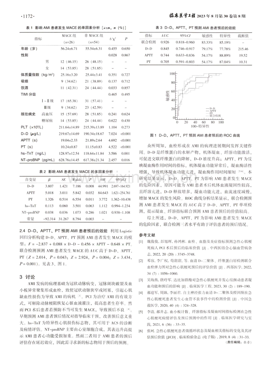 凝血、纤溶指标预测急性心肌梗死患者预后的价值.pdf_第2页