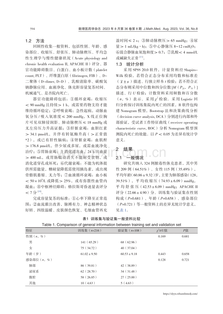 脓毒性休克院内死亡的风险预测模型构建与验证.pdf_第3页