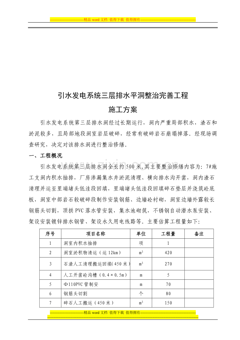 引水发电系统三层排水平洞整治完善工程施工方案.doc_第3页