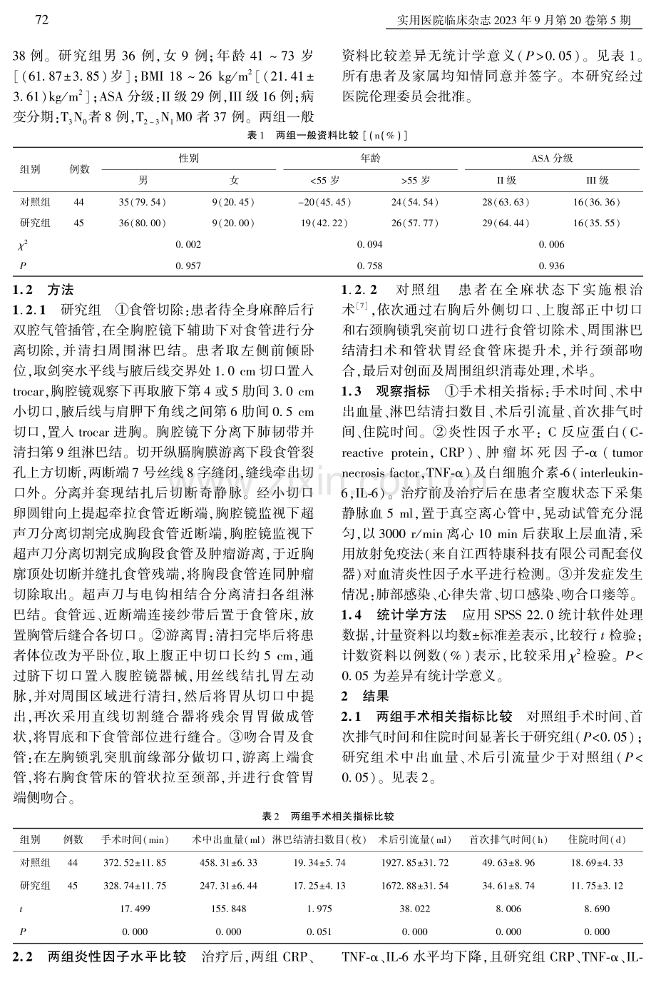 全胸腔镜联合腹腔镜辅助治疗食管癌根治术的临床效果观察.pdf_第2页