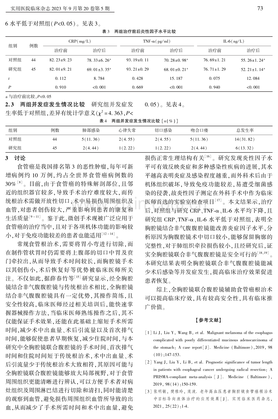 全胸腔镜联合腹腔镜辅助治疗食管癌根治术的临床效果观察.pdf_第3页