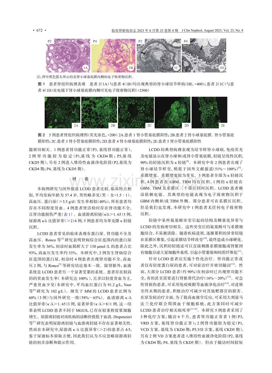 轻链沉积性肾病患者的临床表现及病理学特征.pdf_第3页