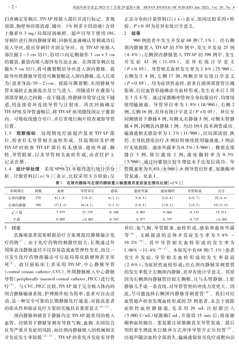 全植入式静脉港在乳腺癌患者化疗中的应用效果分析.pdf_第2页