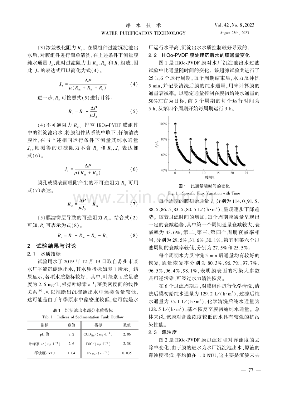 亲水疏油改性 PVDF 超滤膜对沉淀出水处理的性能评估.pdf_第3页