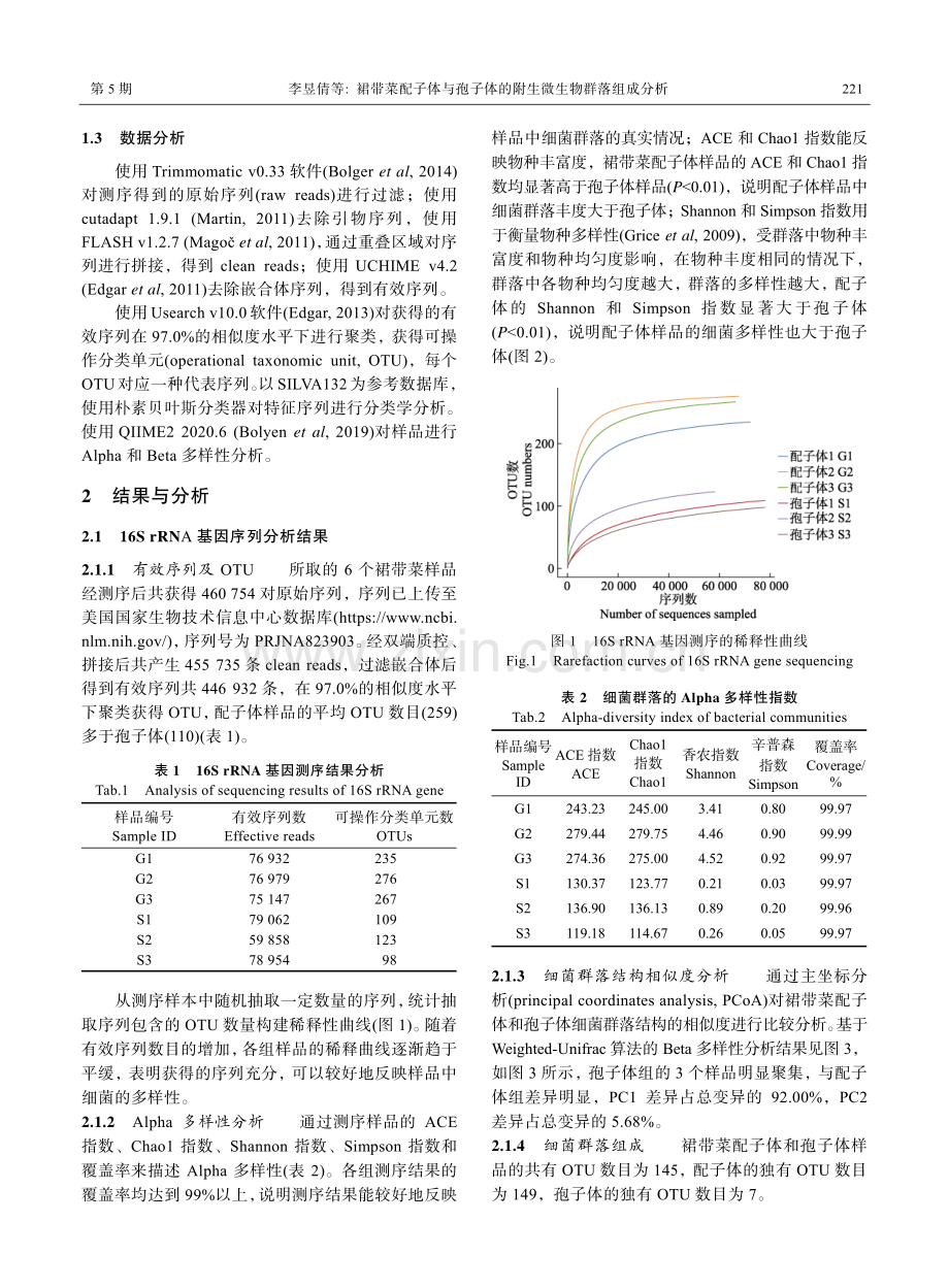 裙带菜配子体与孢子体的附生微生物群落组成分析.pdf_第3页