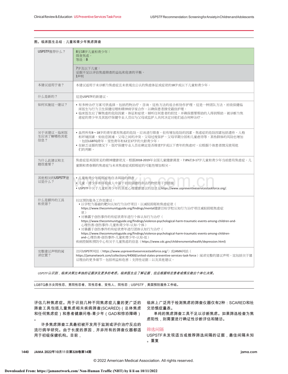 translated_2022+USPSTF建议声明：儿童和青少年焦虑的筛查（ 中文版）.docx_第3页