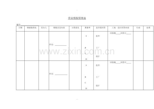 二十、营业情报管理表.doc