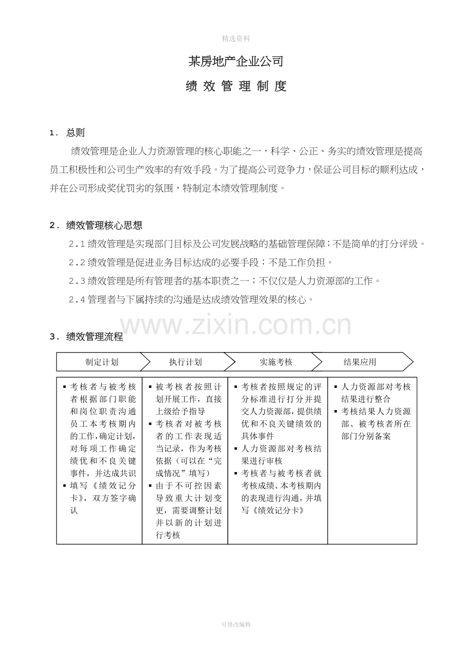 【实例】某房地产企业绩效考核制度.doc_第1页