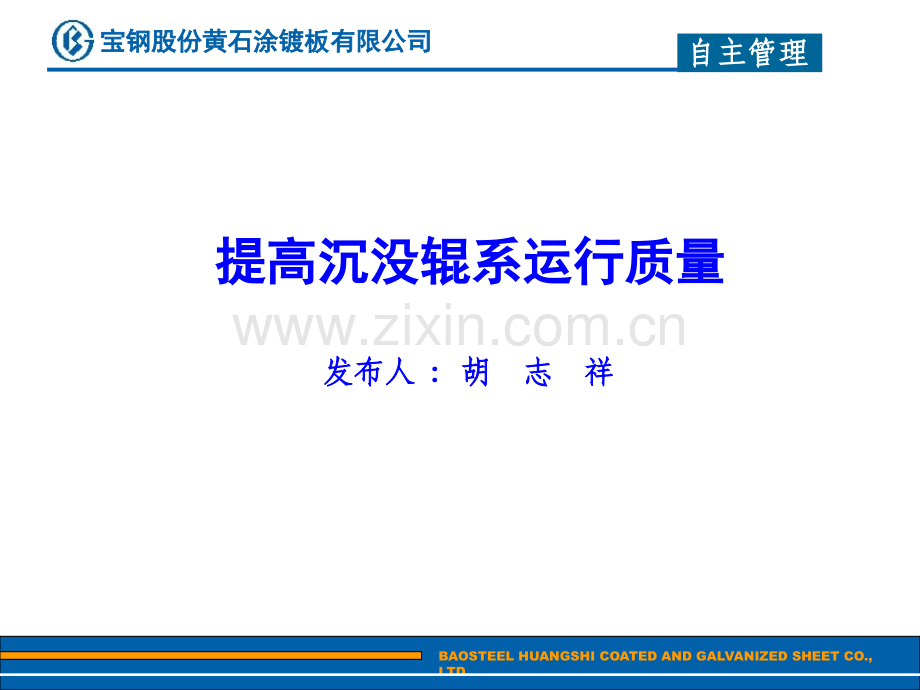 宝钢股份黄石涂料镀板有限公司沉没辊系质量控制QC小组--提高沉没辊系运行质量PPT课件.ppt_第1页