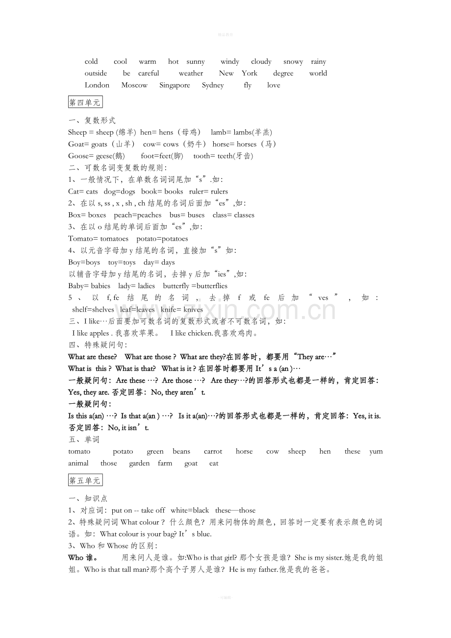 新人教版四年级英语下册复习资料.doc_第3页