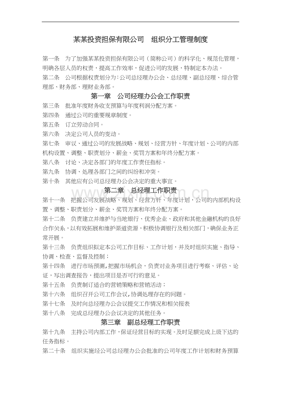 公司组织分工管理制度.doc_第1页