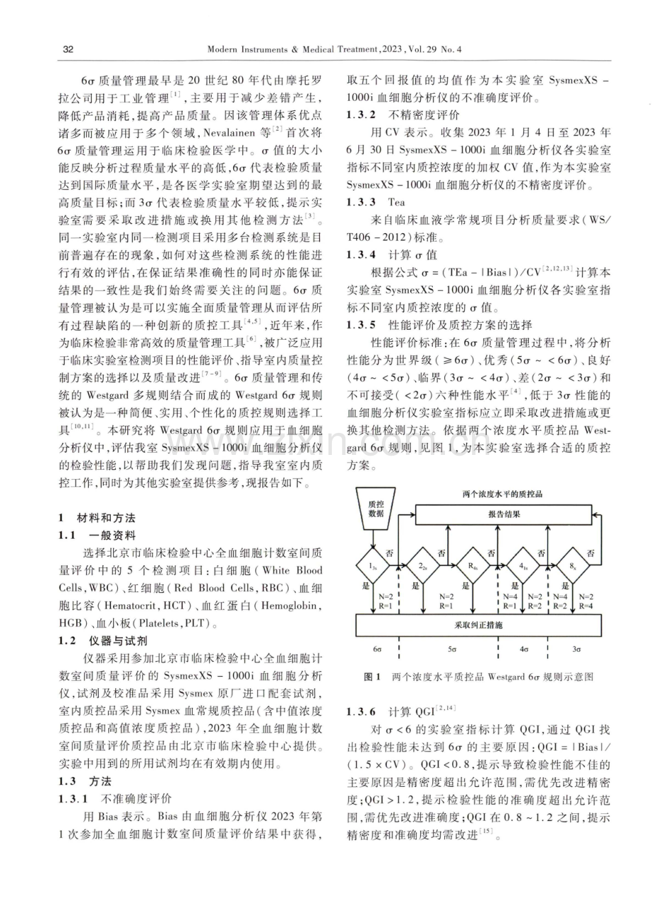 运用Westgard 6σ规则评估血细胞分析仪的性能.pdf_第2页