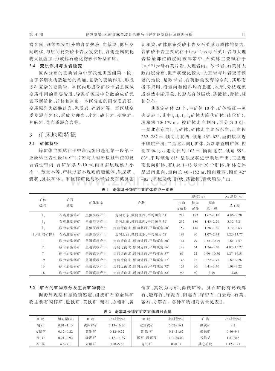 云南省麻栗坡县老寨马卡锌矿地质特征及成因分析.pdf_第3页